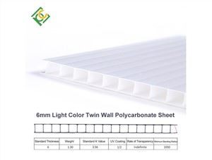 6mm Blan Twin Wall Polycarbonate Fey